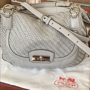 Coach Kristin Mushroom Grey Woven Leather Bag